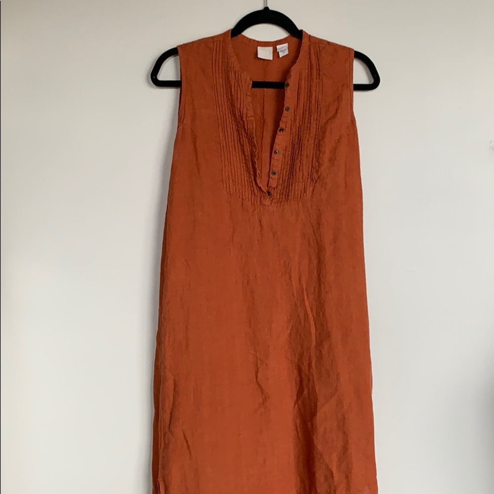 Burnt orange rust maxi linen dress gap